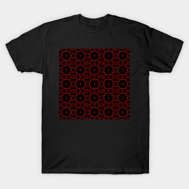 Ominous Red Kaleidoscope pattern (Seamless) 43 T-Shirt by Swabcraft